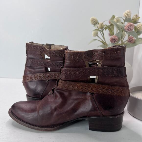 Freebird by Steven Roper Distressed Leather Western Ankle Boots Brown Women's 9 - Picture 5 of 10